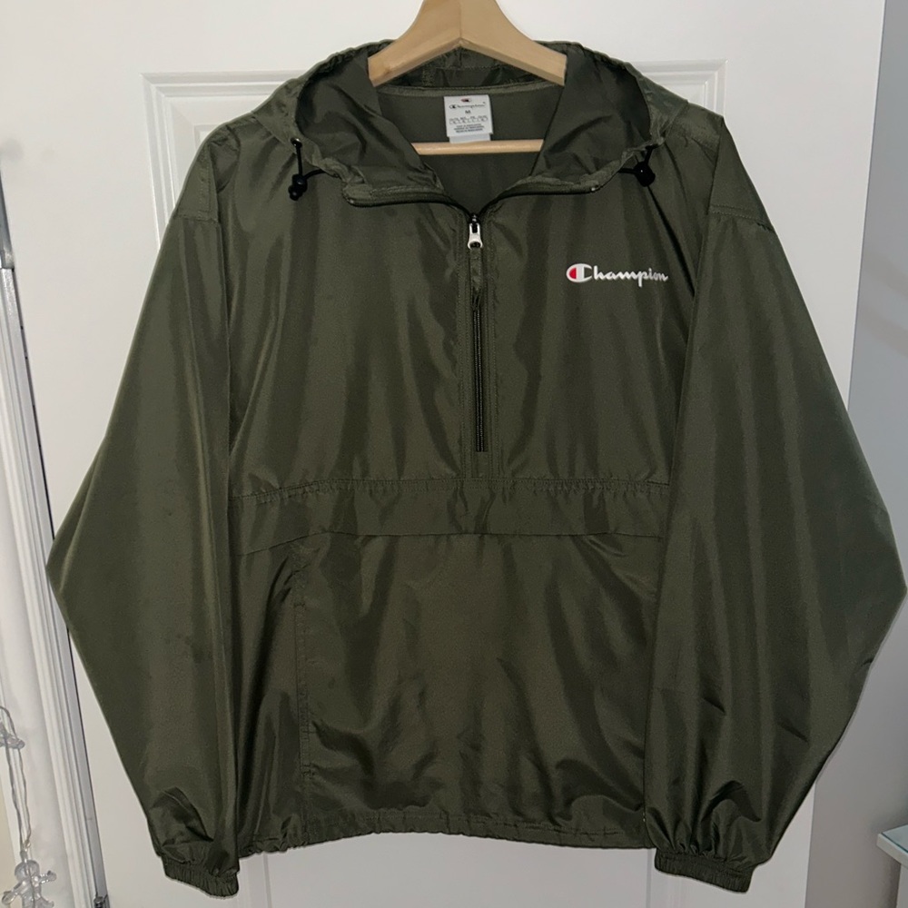 Champion Green Windbreaker Pullover Jacket